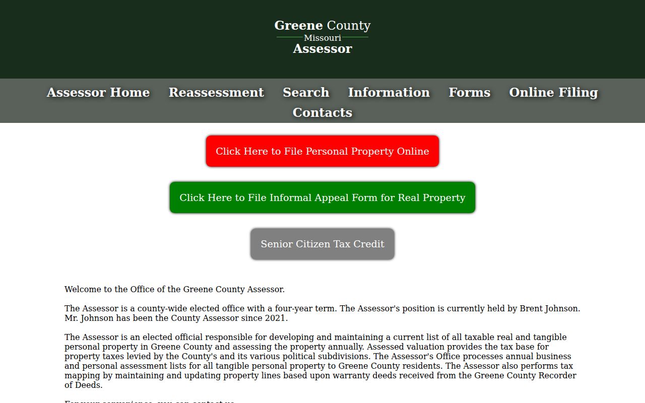 Springfield residents directory Greene County Assessor office route