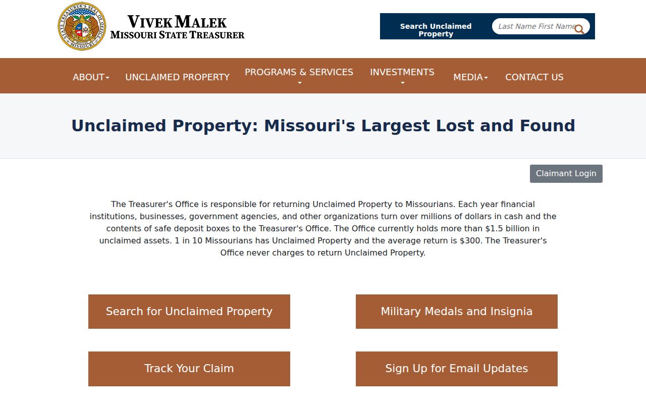 Springfield residents directory Missouri unclaimed property search