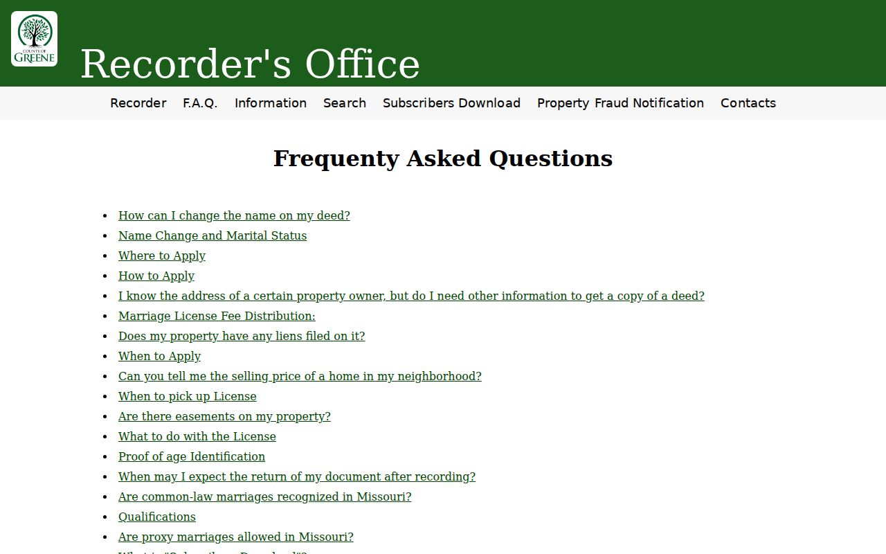 Springfield previous residents address renumbering and Recorder guidance