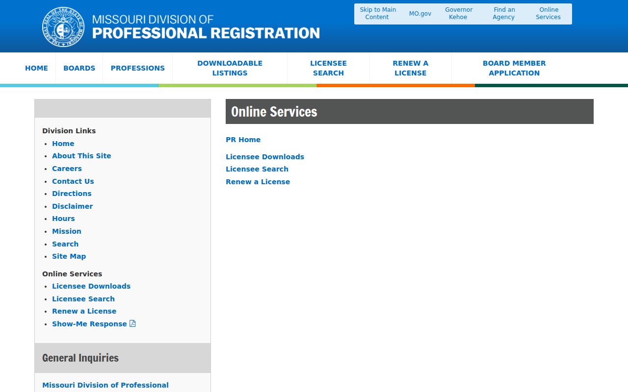 Springfield resident lookup route to Missouri professional license search
