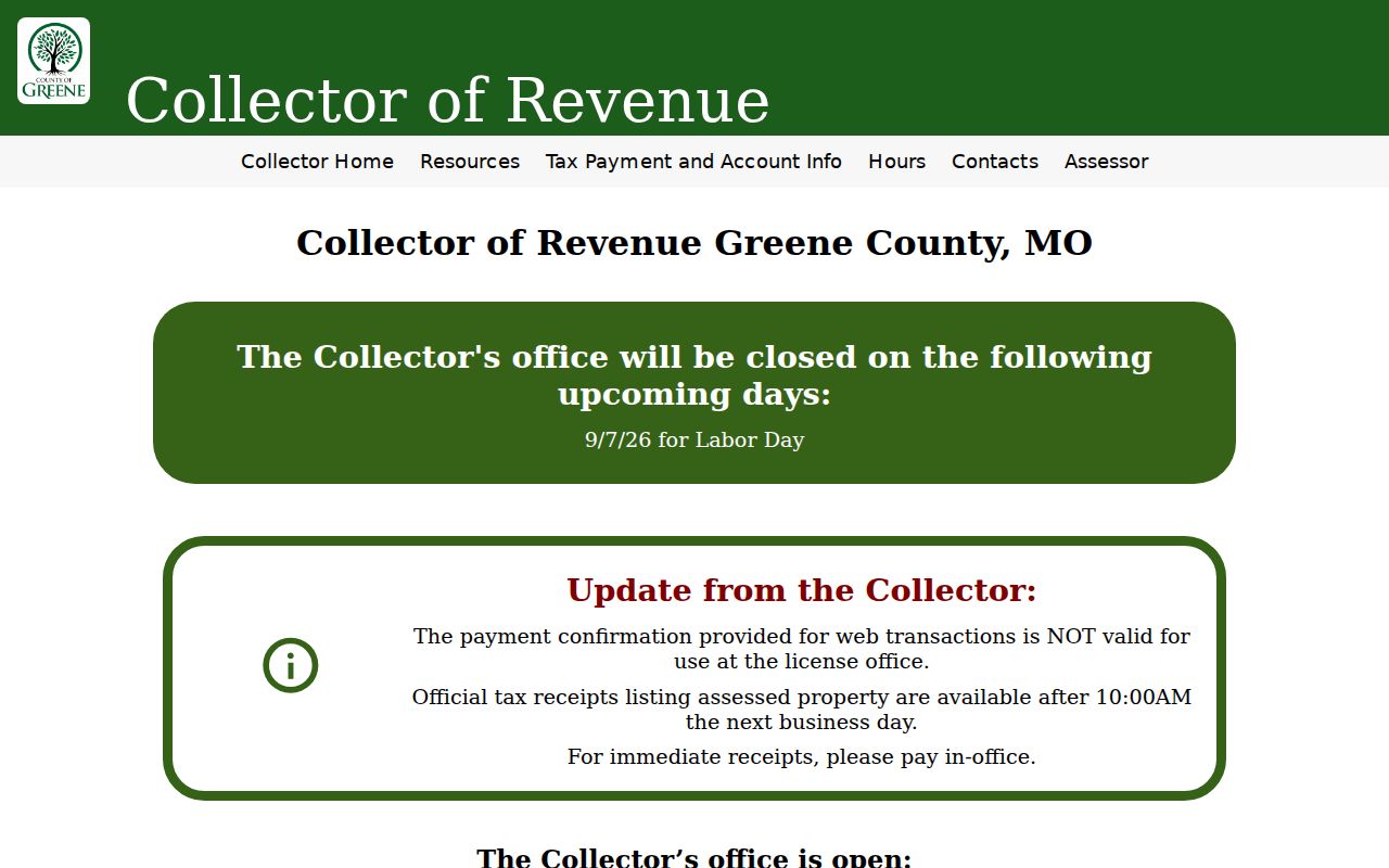 Springfield street directory Greene County Collector tax records